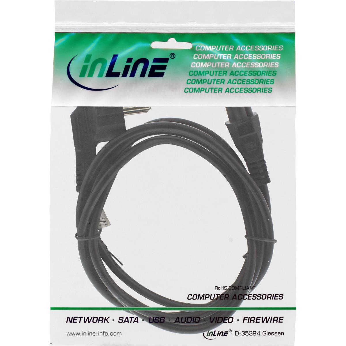 EU Product - - Netzkabel f�r Notebook, Schutzkontaktstecker gewinkelt auf 3pol Kupplung, schwarz, 2m thumbnail