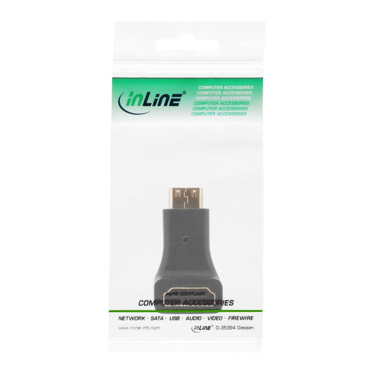 EU Product - - HDMI Adapter, HDMI A Buchse auf Mini HDMI C Stecker, gewinkelt, 4K2K kompatibel, vergoldete Kontakte thumbnail