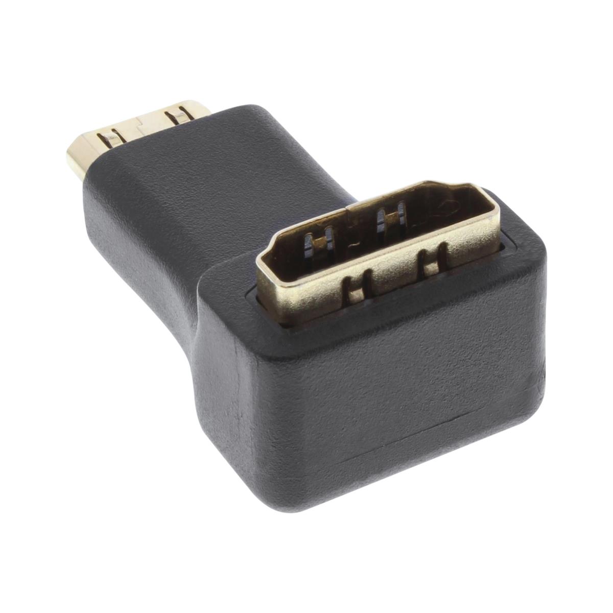 EU Product - - HDMI Adapter, HDMI A Buchse auf Mini HDMI C Stecker, gewinkelt, 4K2K kompatibel, vergoldete Kontakte thumbnail