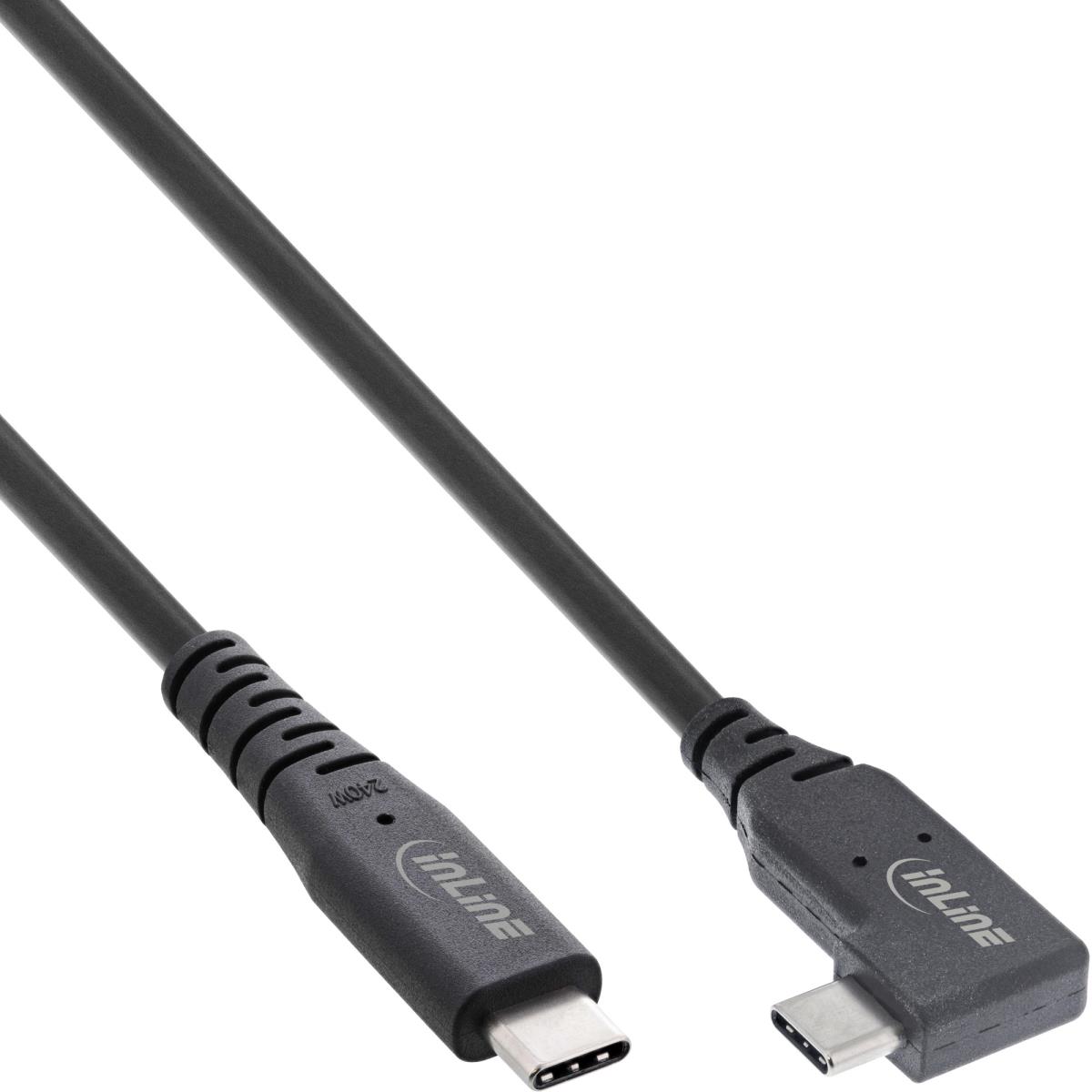 EU Product - - USB4 Kabel, USB-C einseitig gewinkelt, PD 240W 8K60Hz, TPE schwarz, 2m thumbnail