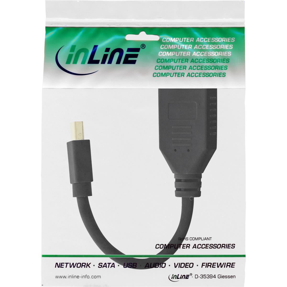 EU Product - - Kabel Mini DisplayPort Stecker zu DisplayPort Buchse, 4K2K, schwarz, 0,15m thumbnail