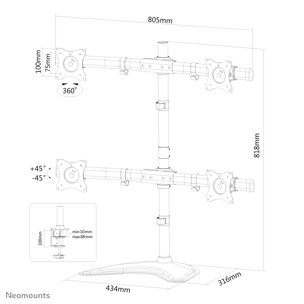 DESK MOUNT QUAD 10-27IN BLACK thumbnail