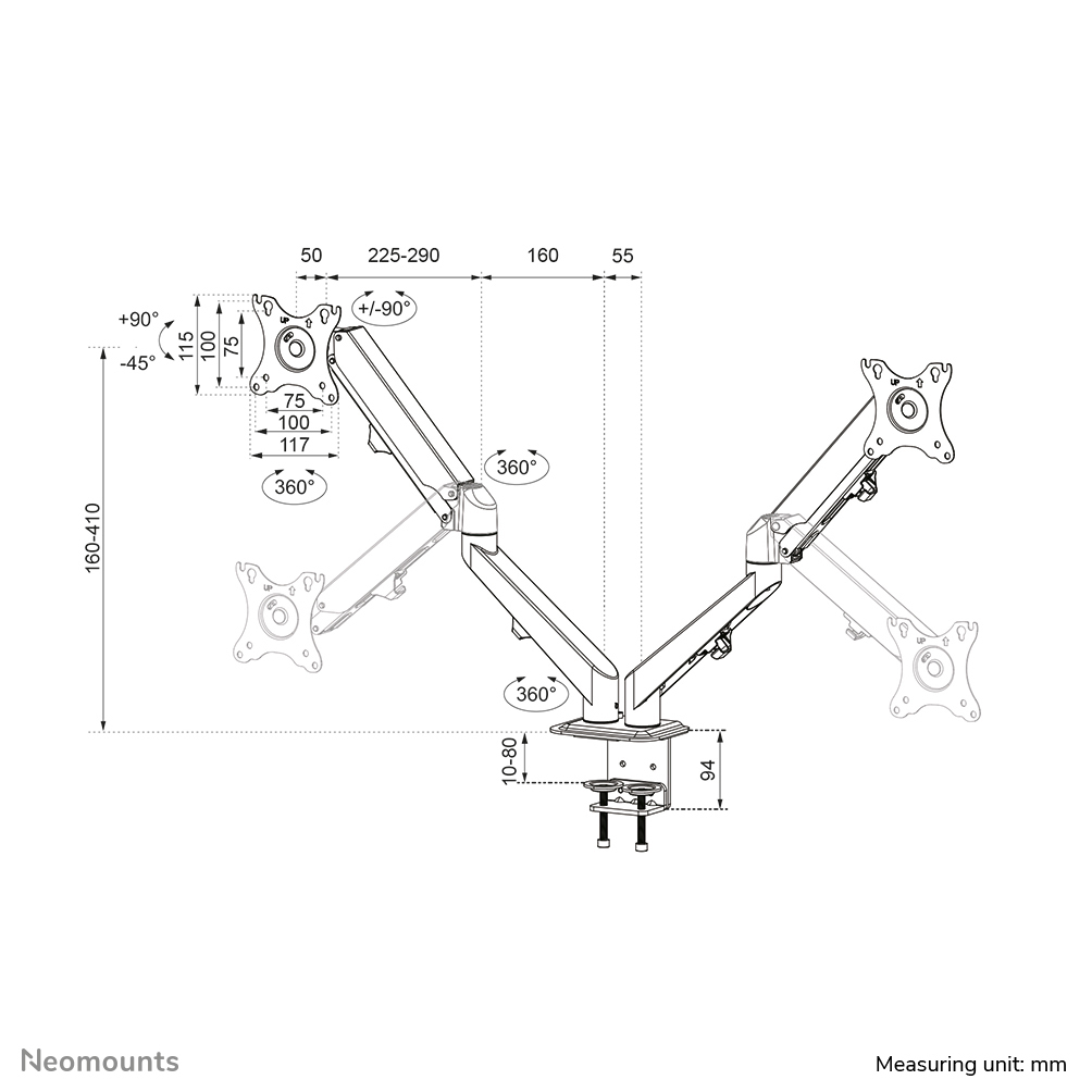 (On clearance Price till stock lasts) Neomounts Monitor arm 17-27 - gas spring thumbnail