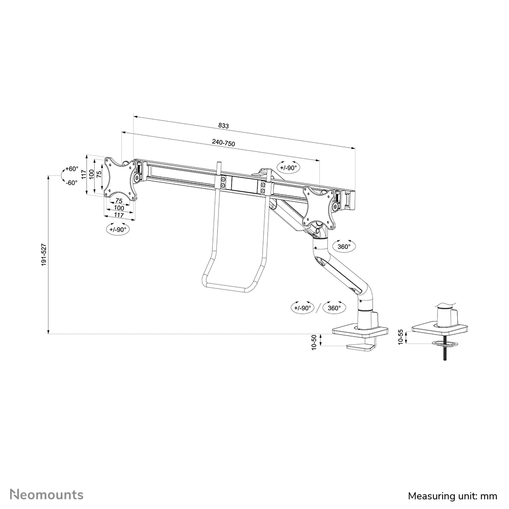 EU Product - Next One Desk Mount double display crossbar topfix clamp/grommet thumbnail