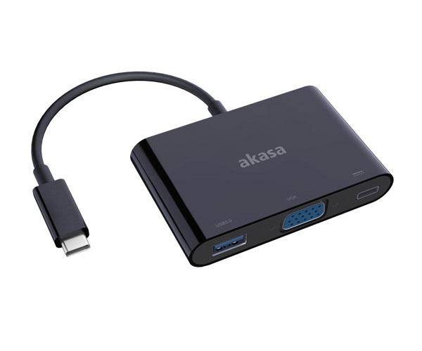Akasa Type-C to VGA and power delivery adapter with extra USB 3.0 Type-A port thumbnail