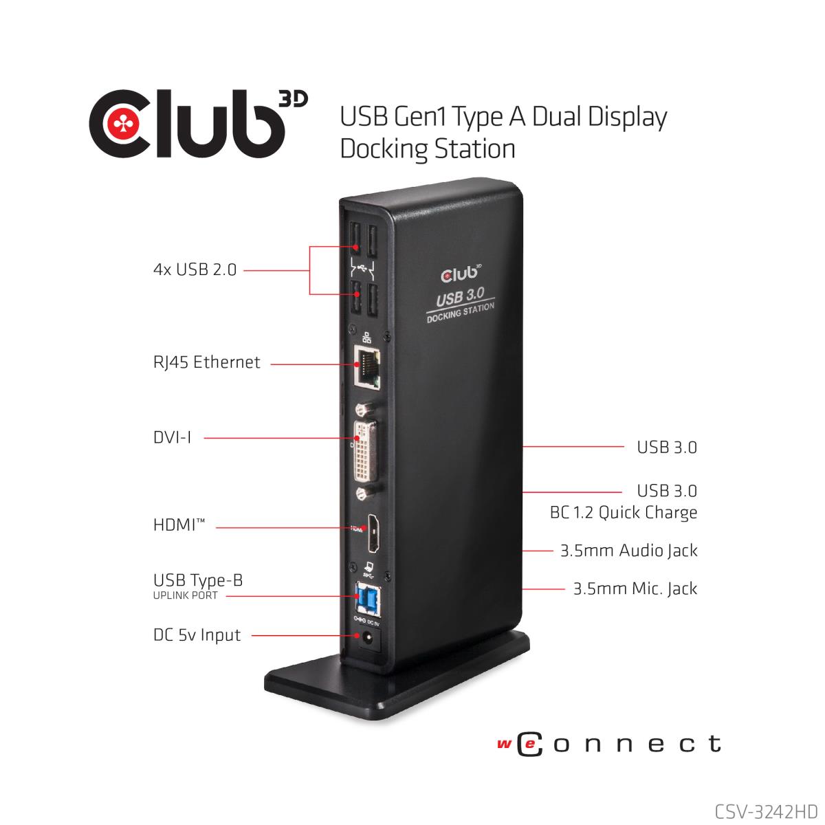 EU Product - USB 3.0 Dual Display Docking Station - Schwarz-Klavierlack thumbnail