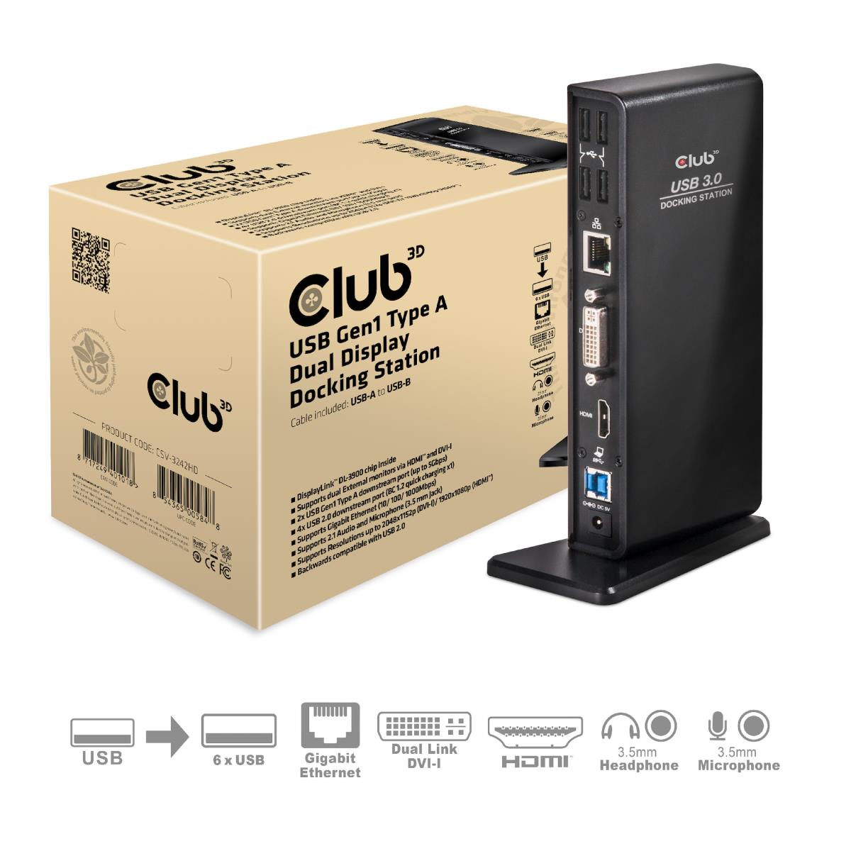EU Product - USB 3.0 Dual Display Docking Station - Schwarz-Klavierlack thumbnail