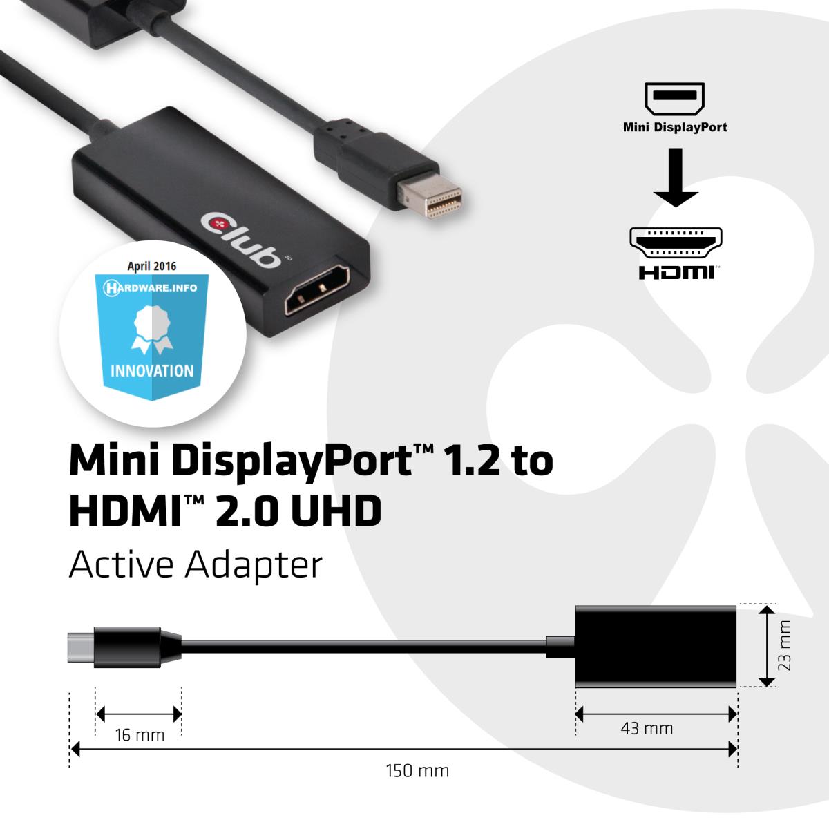 EU Product - mini DisplayPort auf HDMI aktiv - Adapter - Digital/Display/Video thumbnail
