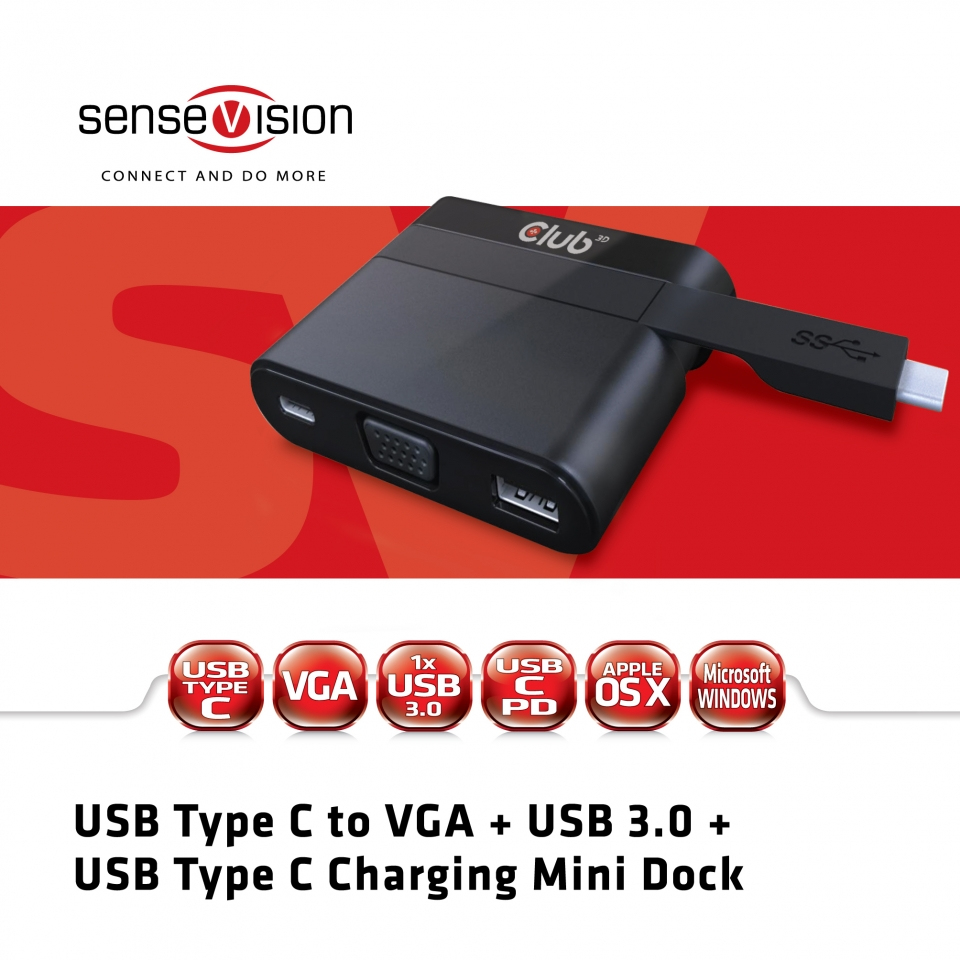 EU Product - SenseVision Adapter USB 3.0 C> VGA+ 3.0 A+ - Adapter - Digital thumbnail