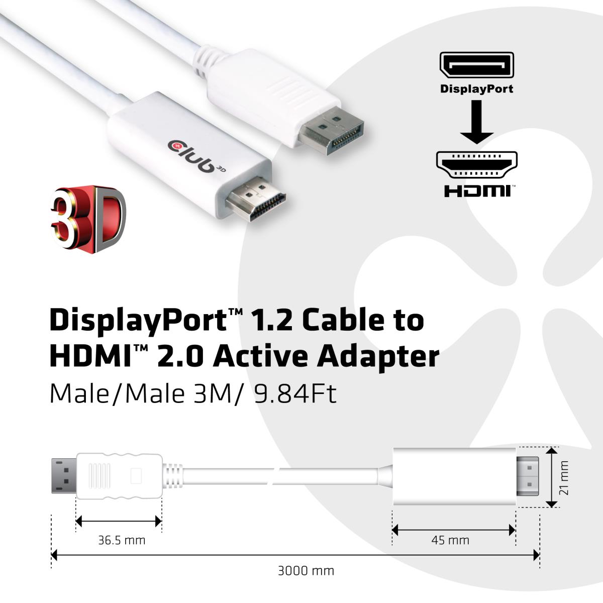 EU Product - Kabel DisplayPort auf HDMI 2.0| - Adapter - Digital/Display/Video thumbnail