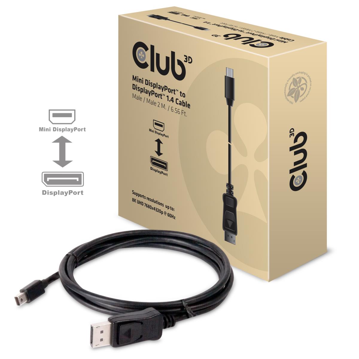 EU Product - Mini DP 1.4 to Display Port 1.4 8K60Hz - Cable - Digital/Display/Video thumbnail