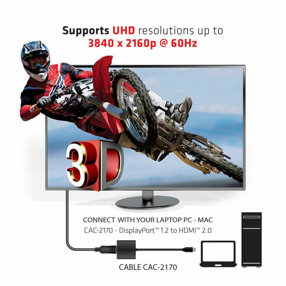 EU Product - Adapter DisplayPort Mini 1.2> HDMI 2.0* - Adapter - Digital/Display/Video thumbnail