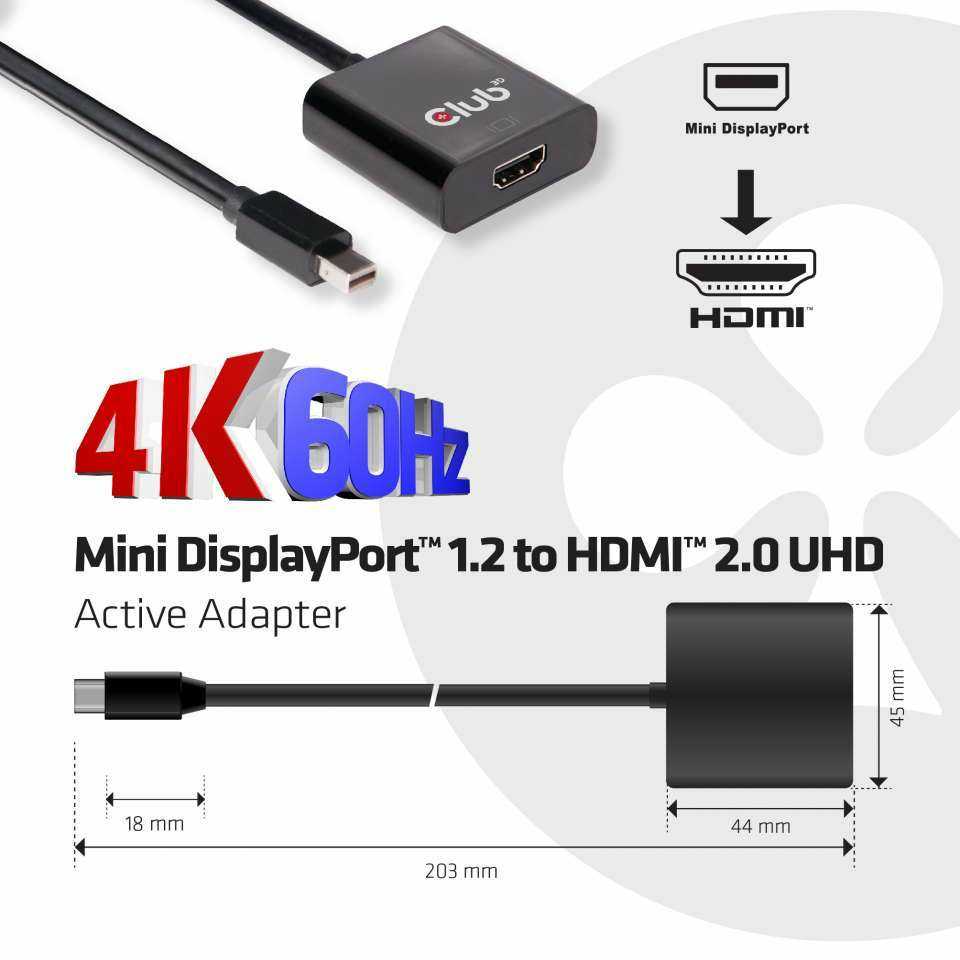EU Product - Adapter DisplayPort Mini 1.2> HDMI 2.0* - Adapter - Digital/Display/Video thumbnail