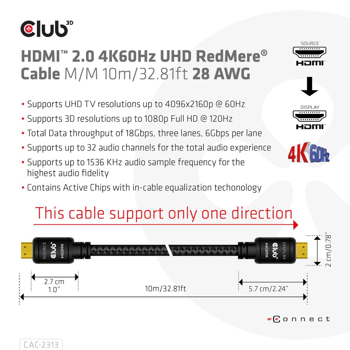 EU Product - HDMI 2.0 4K60Hz RedMere Kabel - Cable - Digital/Display/Video thumbnail