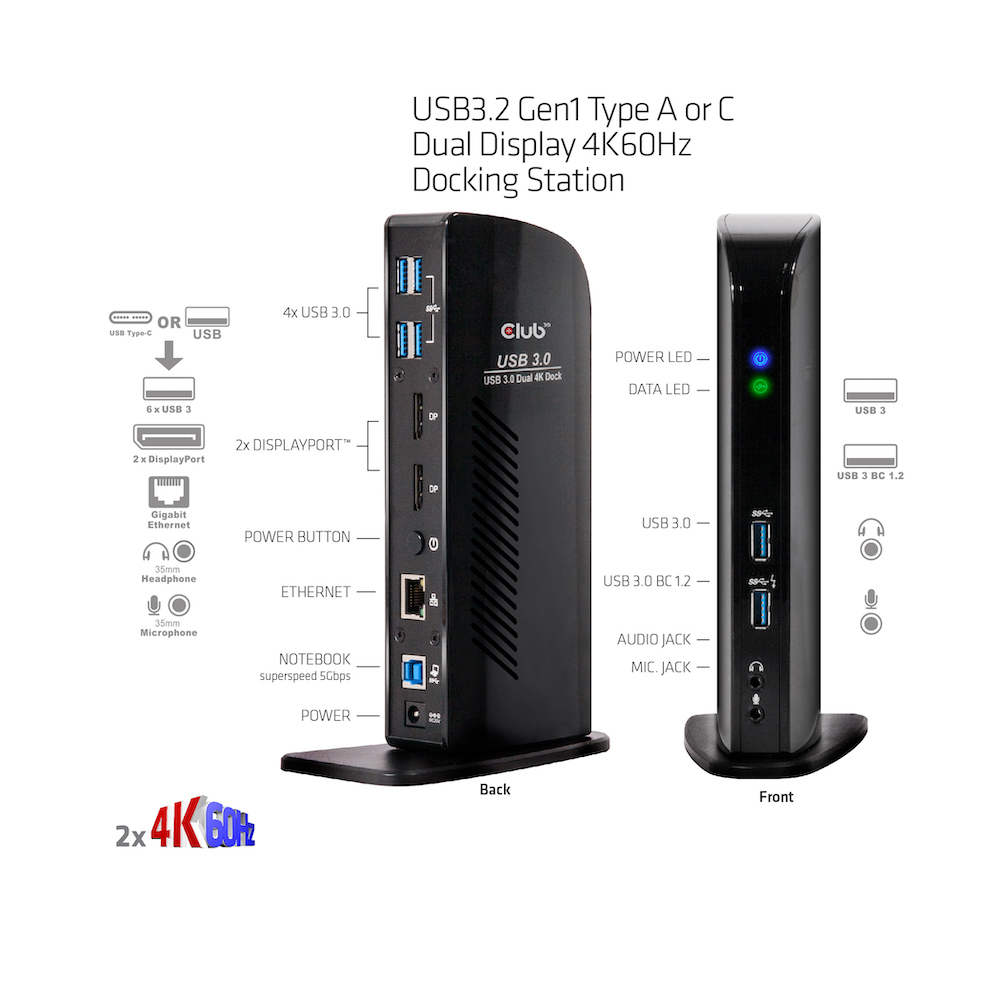 EU Product - USB 3.0 Dual Display 4K60Hz Docking Station thumbnail