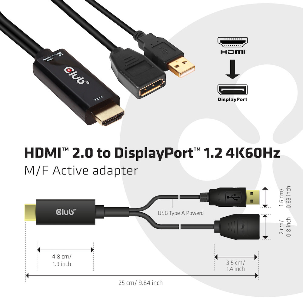 EU Product - Adapter Hdmi> DisplayPort 1.2** 4K60Hz - Adapter - Digital/Display/Video thumbnail