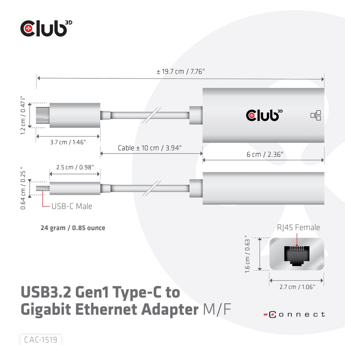 EU Product - Adapter USB 3.2 Typ C> RJ45 Gigabit LAN St/Bu retail - Adapter - Digital thumbnail