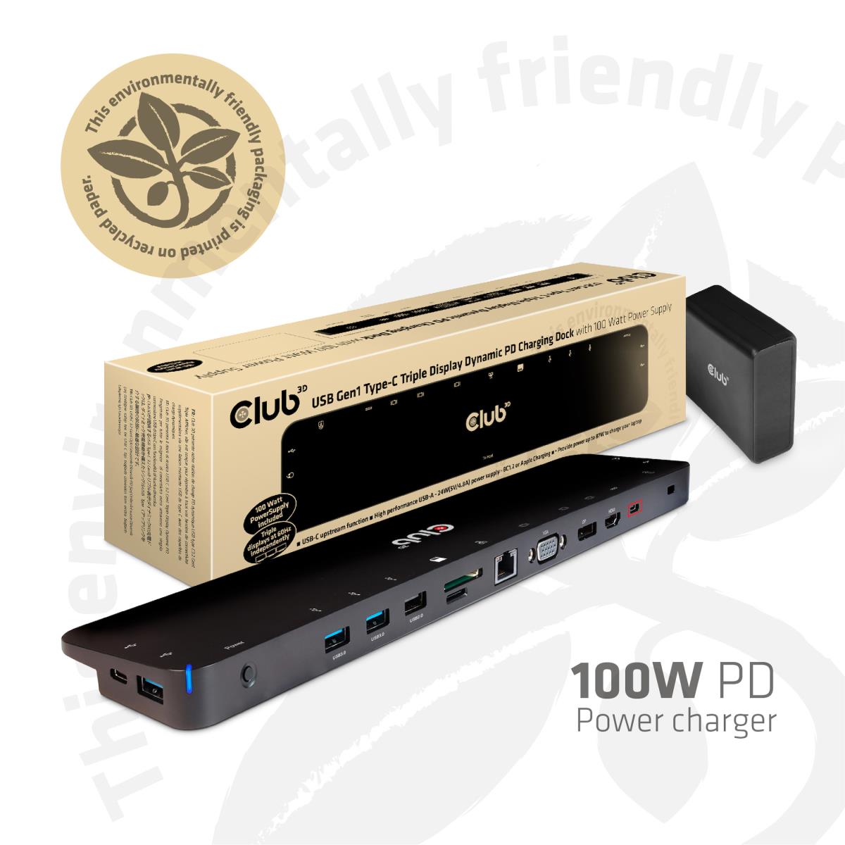 EU Product - Usb Type C 3.2 Gen1 Triple Display Dynamic Pd Charging Dock 100W Power thumbnail