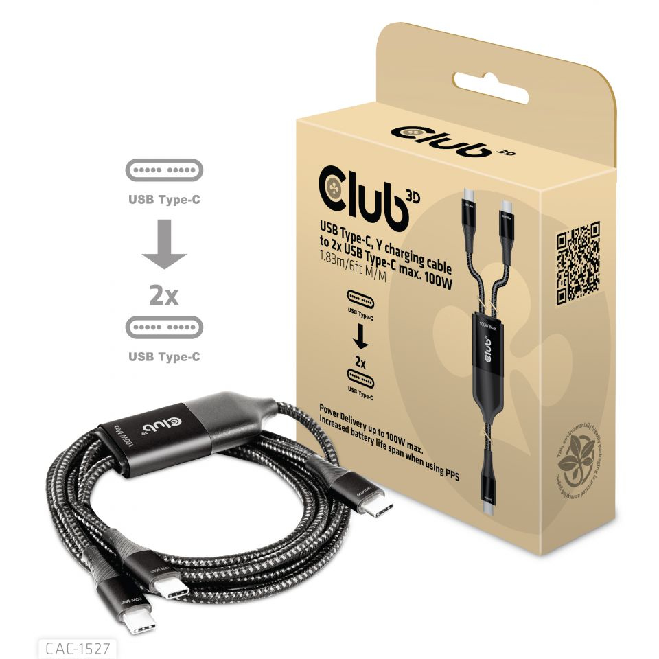 EU Product - Ladekabel Usb Typ C> 2x 100W St/St retail - Cable - Digital thumbnail