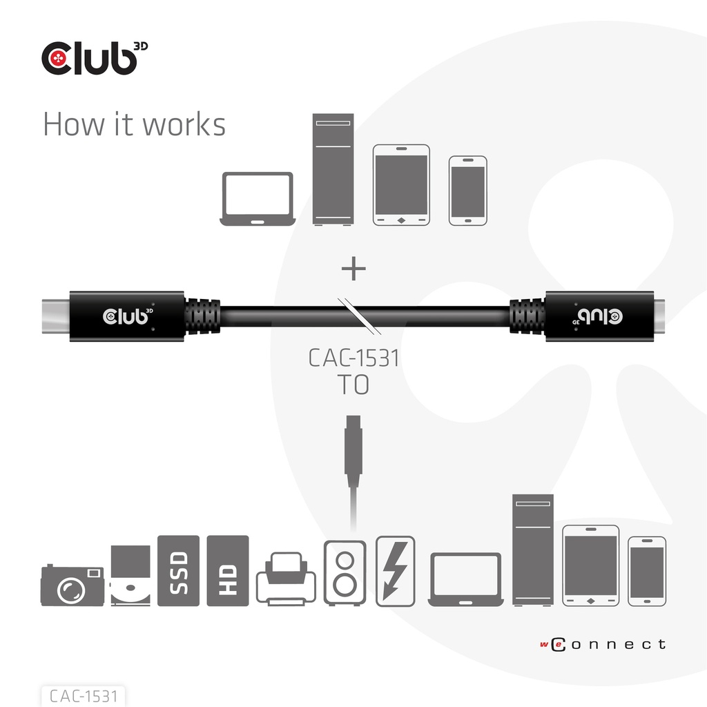 EU Product - CAC-1531 - Usb-Verlngerungskabel - Usb-C m bis W - 20 V - 3 A - 1 - Cable - Digital thumbnail