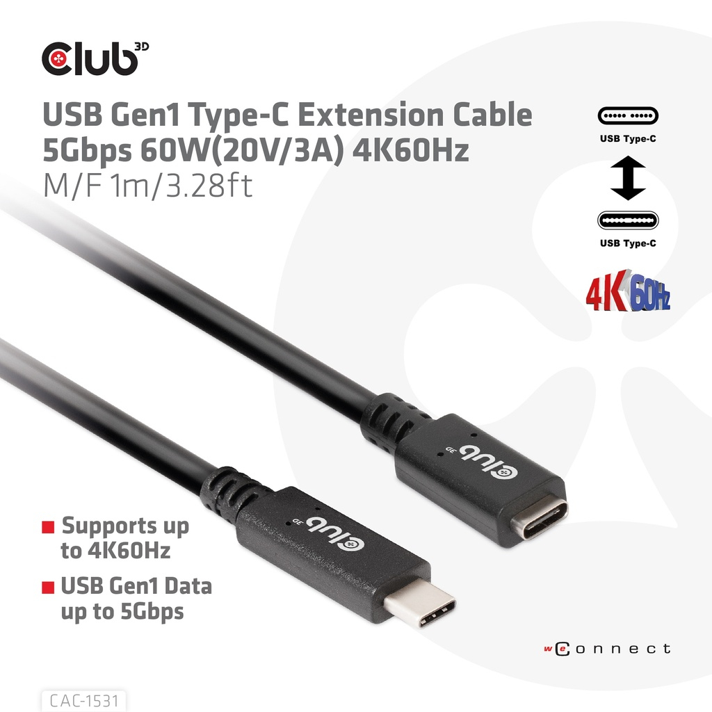 EU Product - CAC-1531 - Usb-Verlngerungskabel - Usb-C m bis W - 20 V - 3 A - 1 - Cable - Digital thumbnail