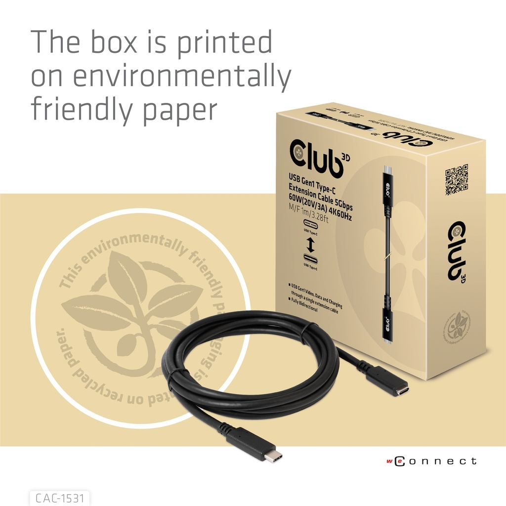 EU Product - CAC-1531 - Usb-Verlngerungskabel - Usb-C m bis W - 20 V - 3 A - 1 - Cable - Digital thumbnail