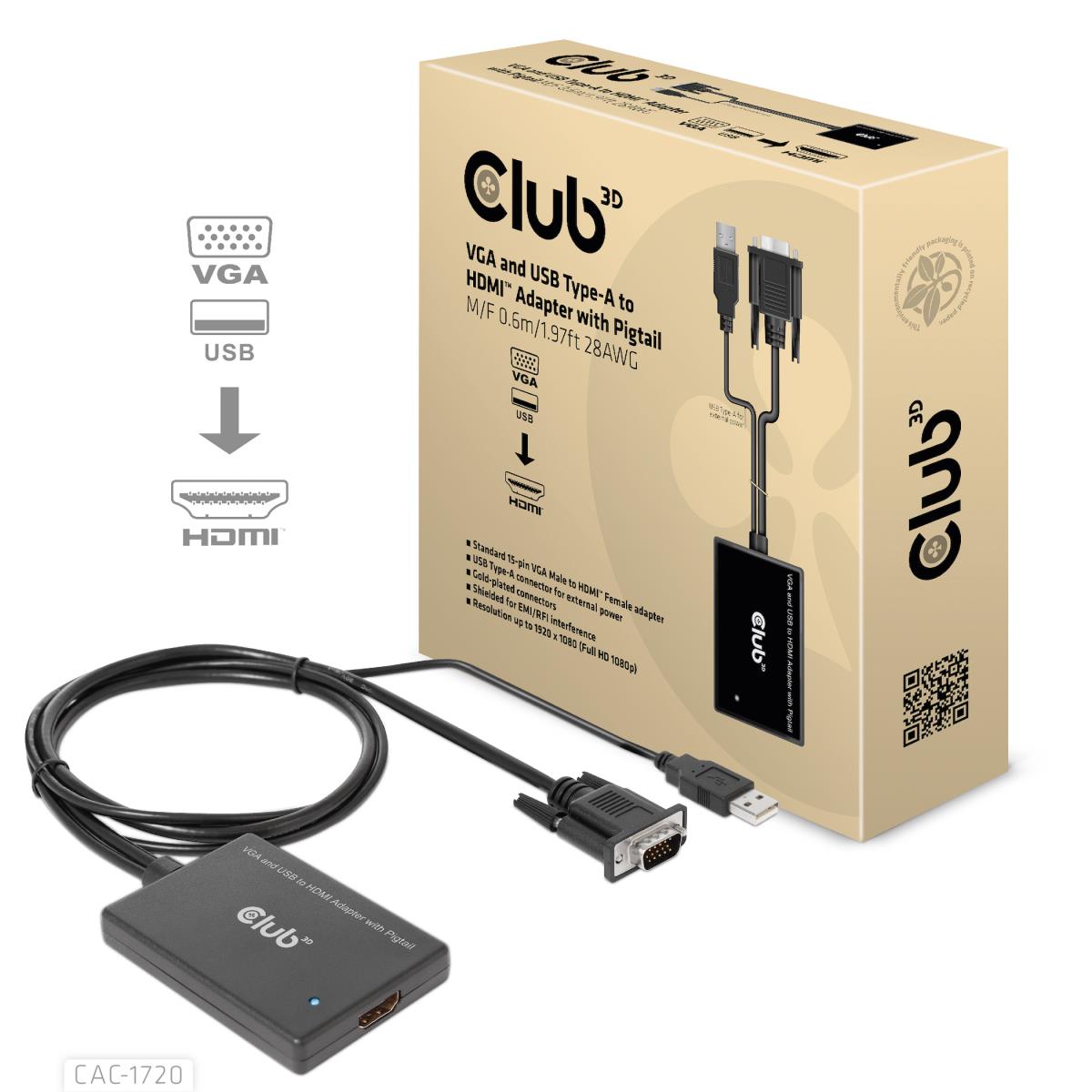 EU Product - Adapter Vga+ Usb-A> Hdmi - Adapter - Digital thumbnail