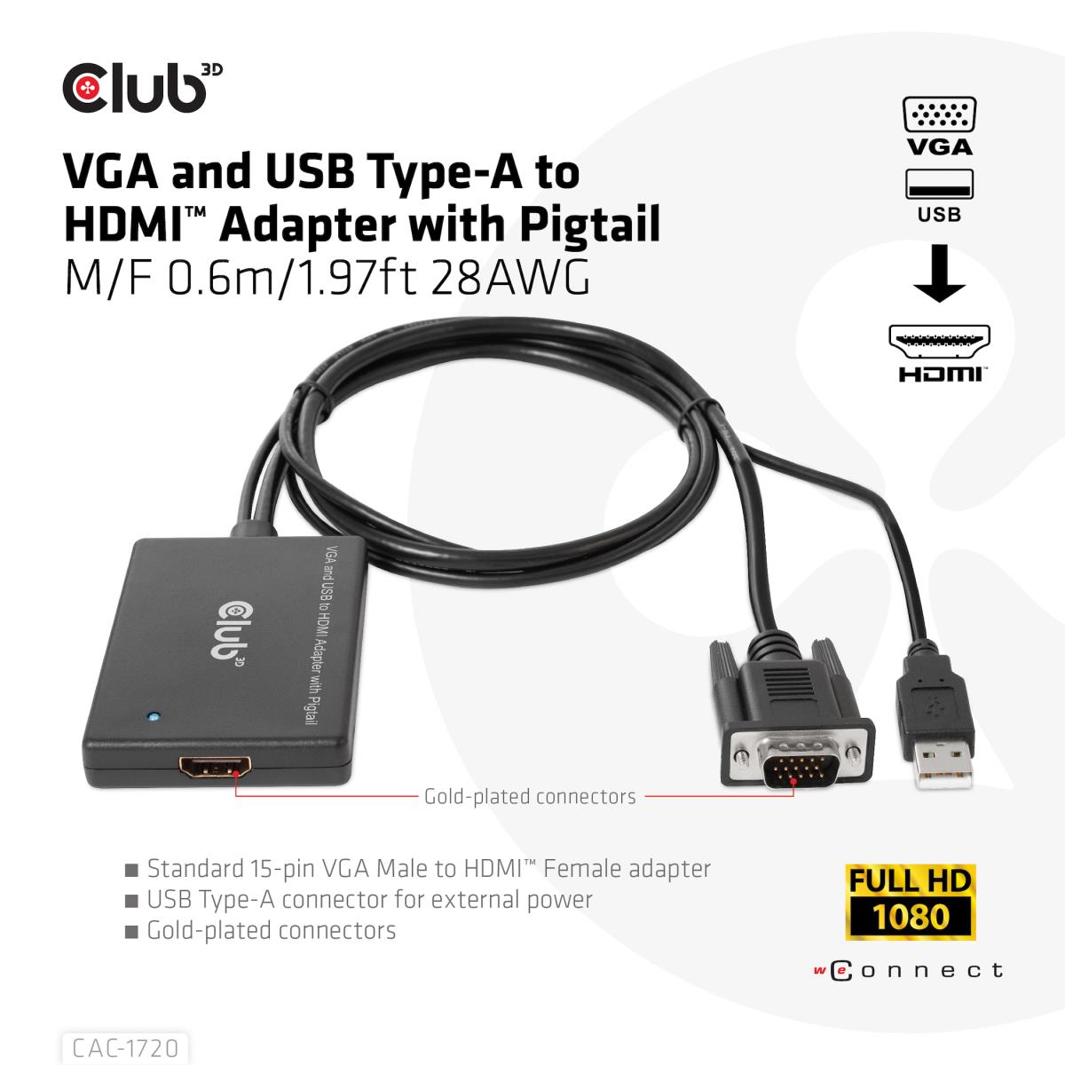EU Product - Adapter Vga+ Usb-A> Hdmi - Adapter - Digital thumbnail