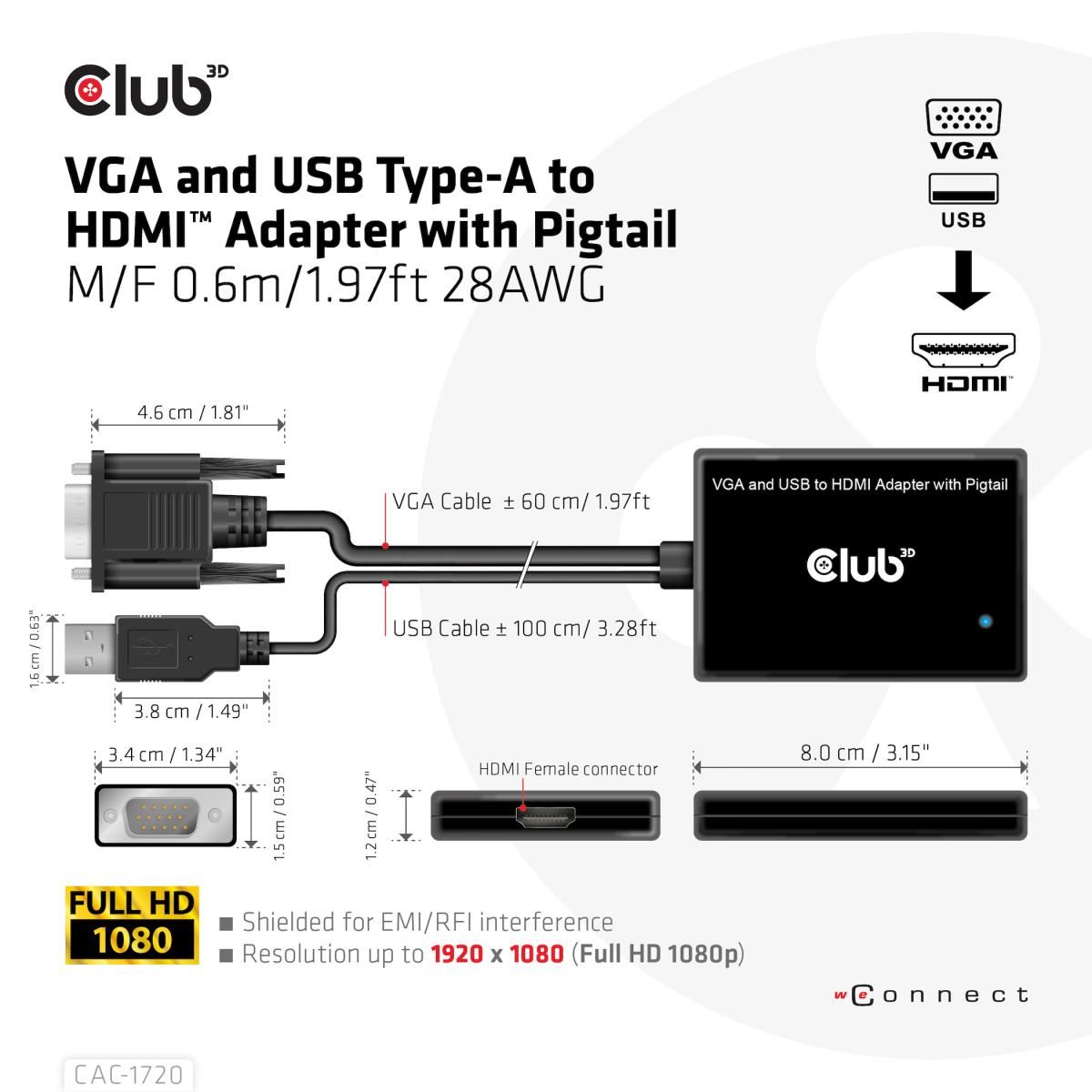 EU Product - Adapter Vga+ Usb-A> Hdmi - Adapter - Digital thumbnail