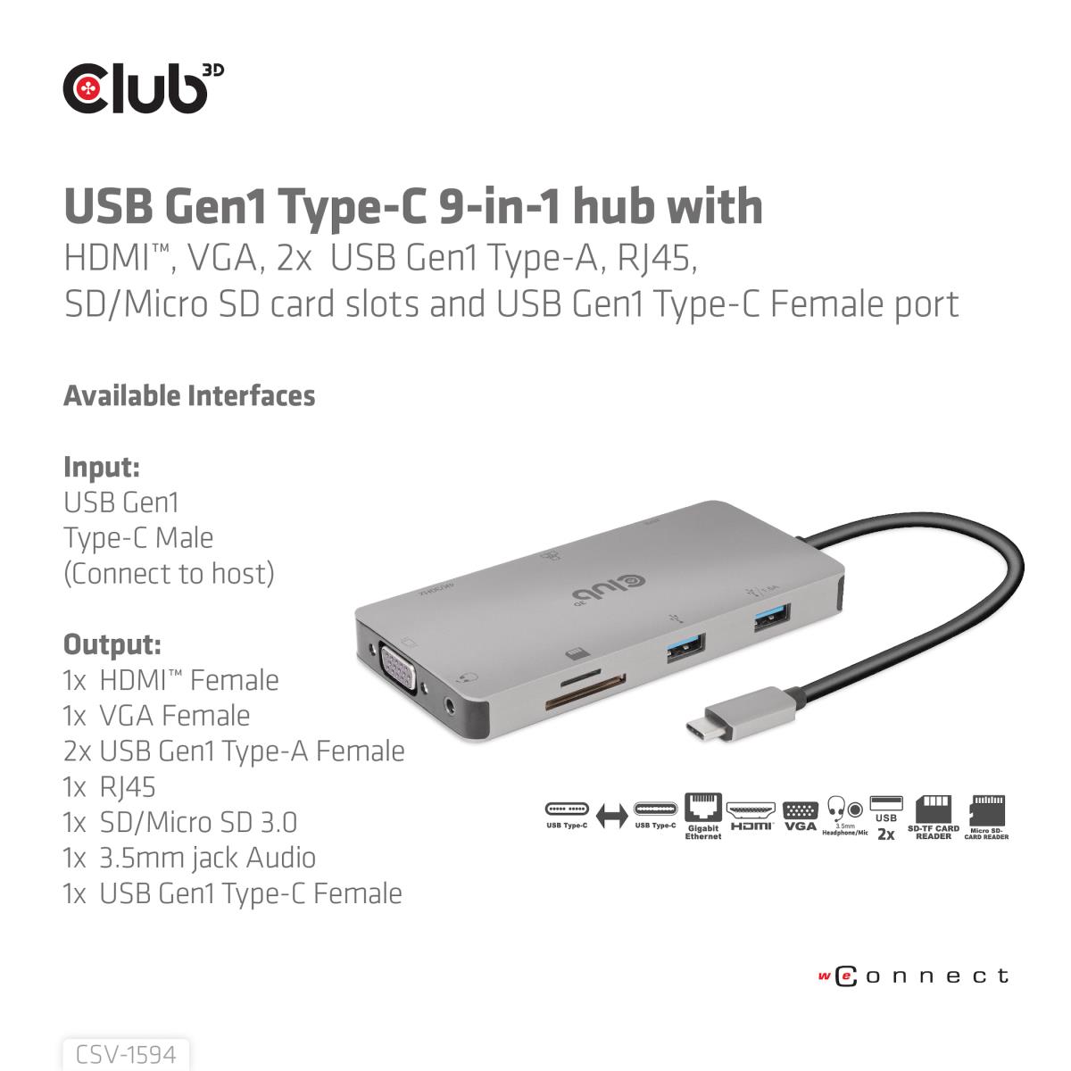 EU Product - Usb Gen 1 Type-C 9-in-1 Hub thumbnail