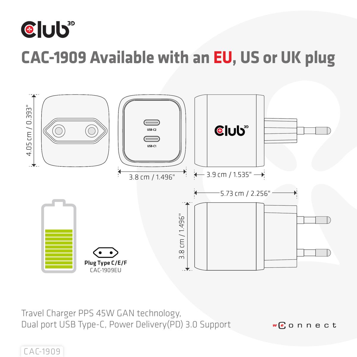 EU Product - Ladegert 2xUSB Typ C PD 45W GaN retail - Charger thumbnail