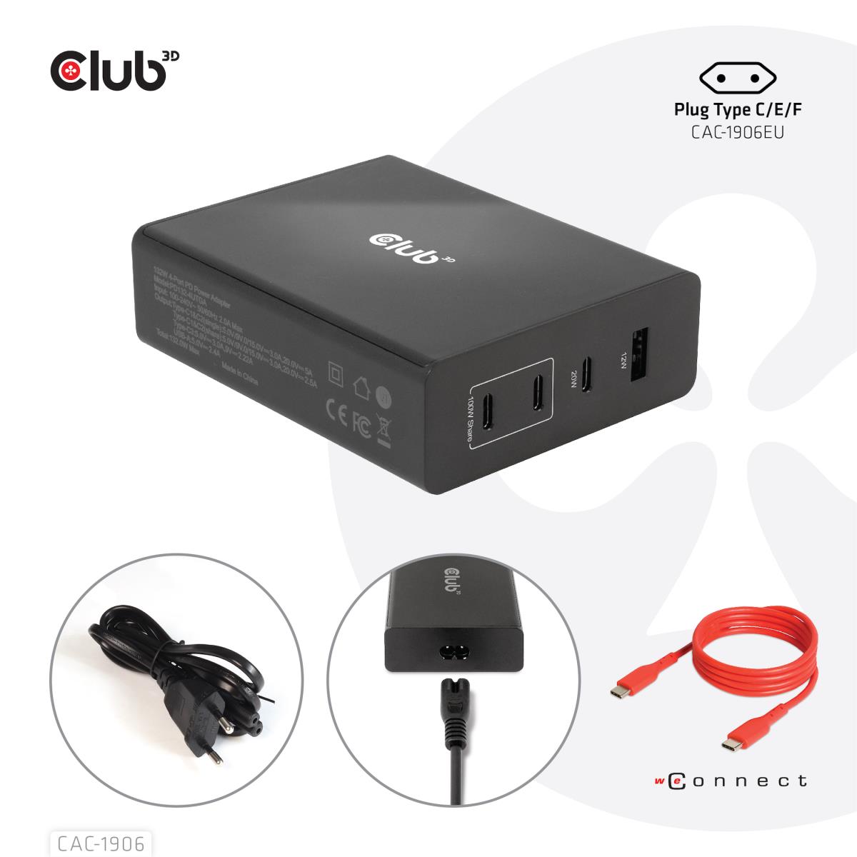 EU Product - Ladegert 3xUSB Typ C 1xUSB A PD - Power Supply - 132 W thumbnail