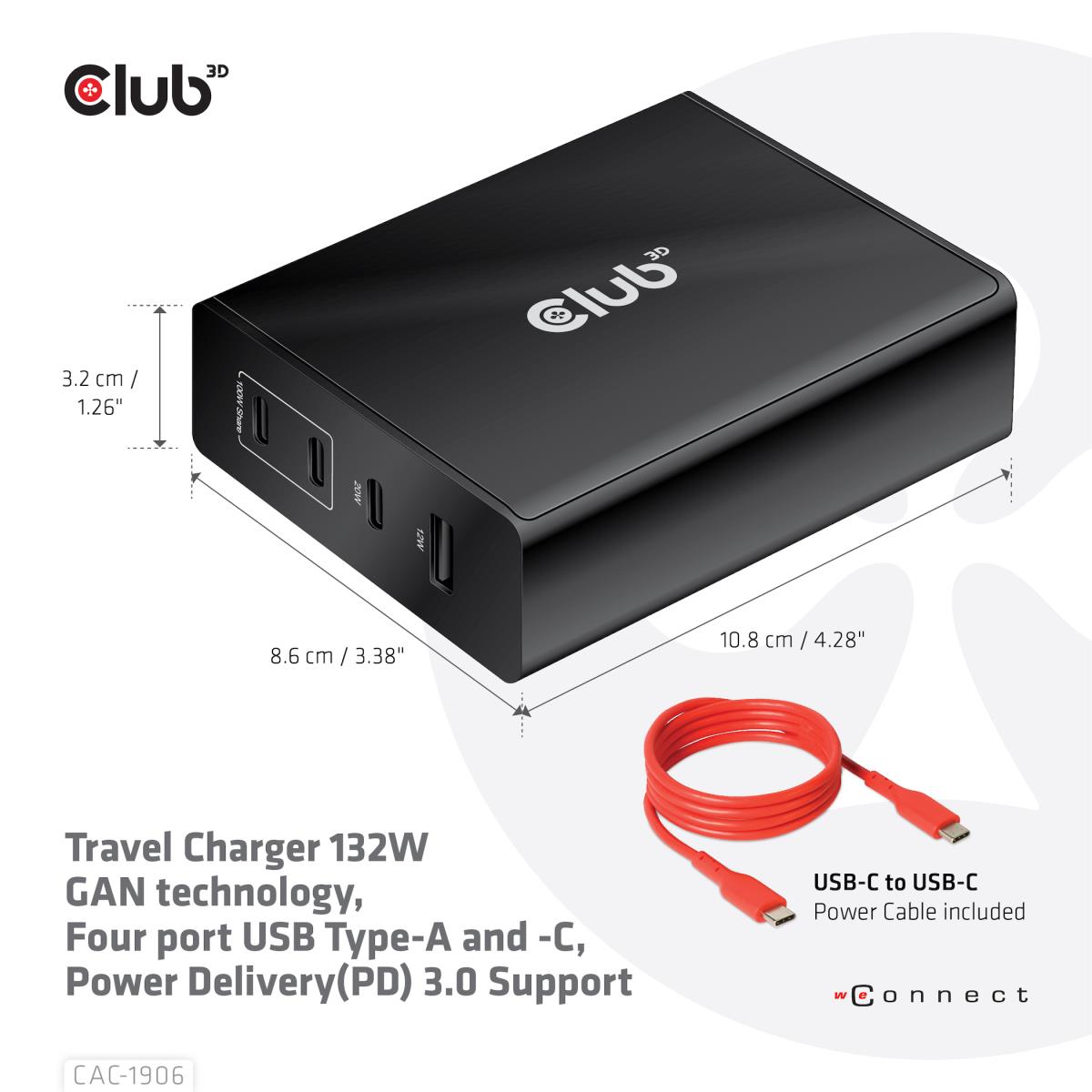 EU Product - Ladegert 3xUSB Typ C 1xUSB A PD - Power Supply - 132 W thumbnail