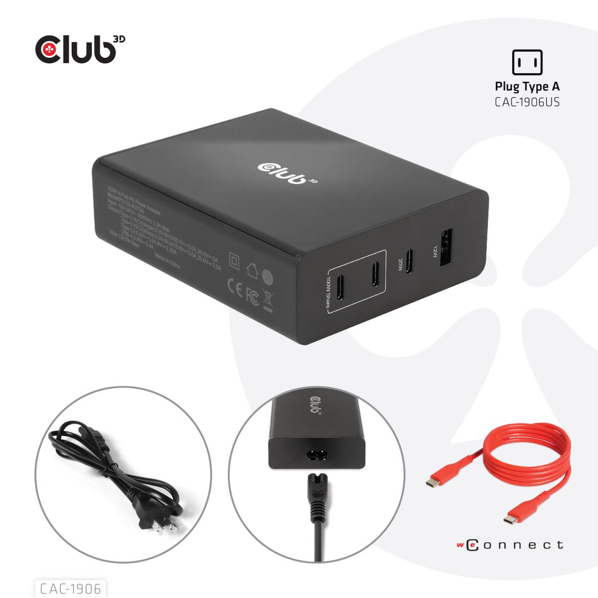 EU Product - Ladegert 3xUSB Typ C 1xUSB A PD - Power Supply - 132 W thumbnail