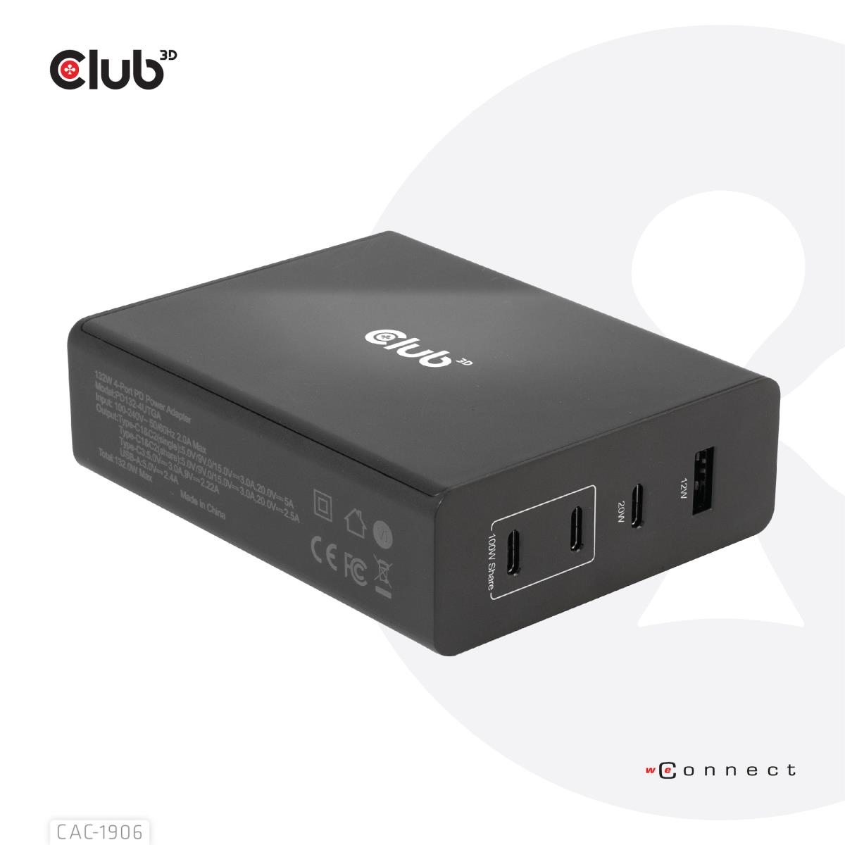 EU Product - Ladegert 3xUSB Typ C 1xUSB A PD - Power Supply - 132 W thumbnail