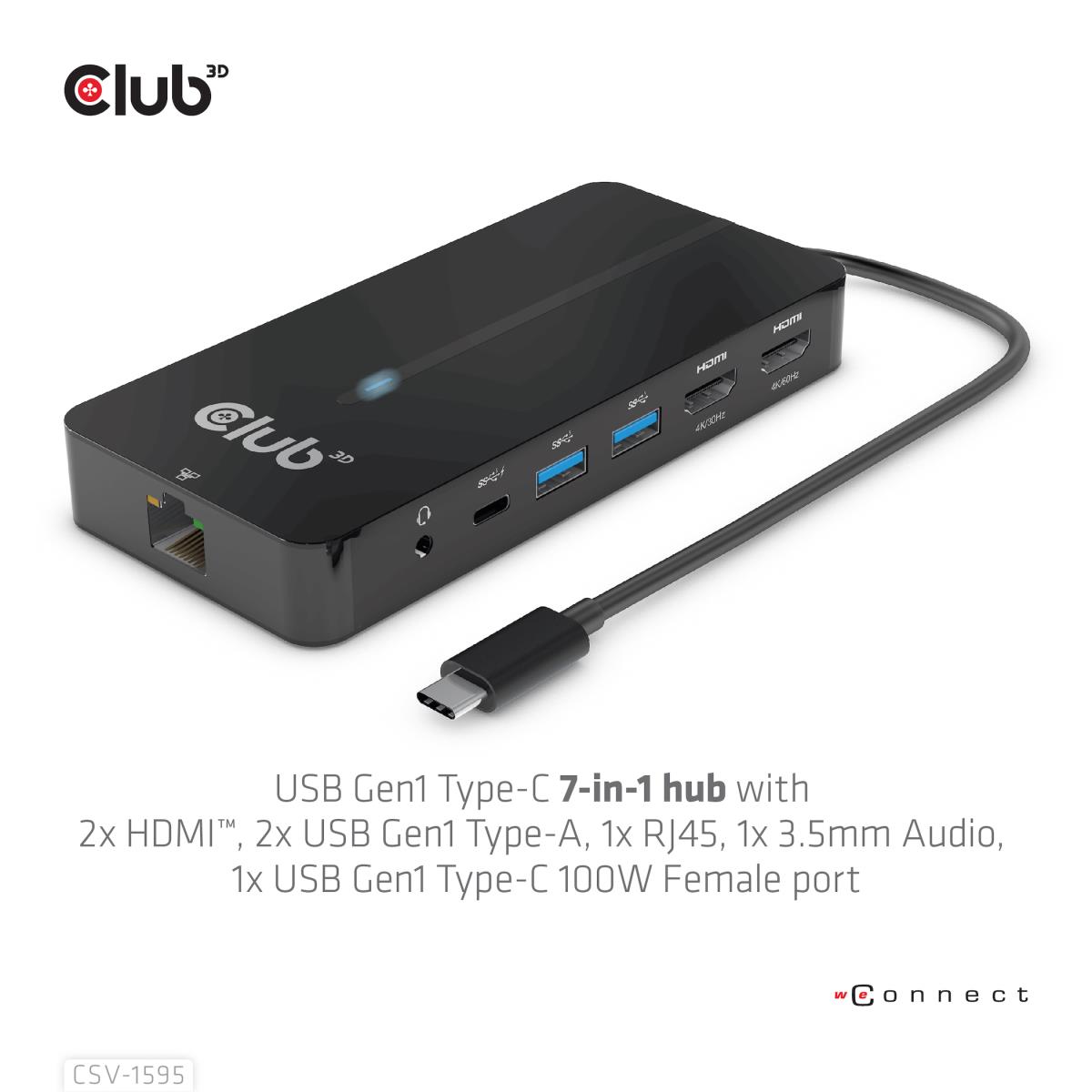 EU Product - Usb Gen 1 Typ-C 7in1 Hub 2x Hdmi Gen1 Typ-A 1x RJ45 100 thumbnail