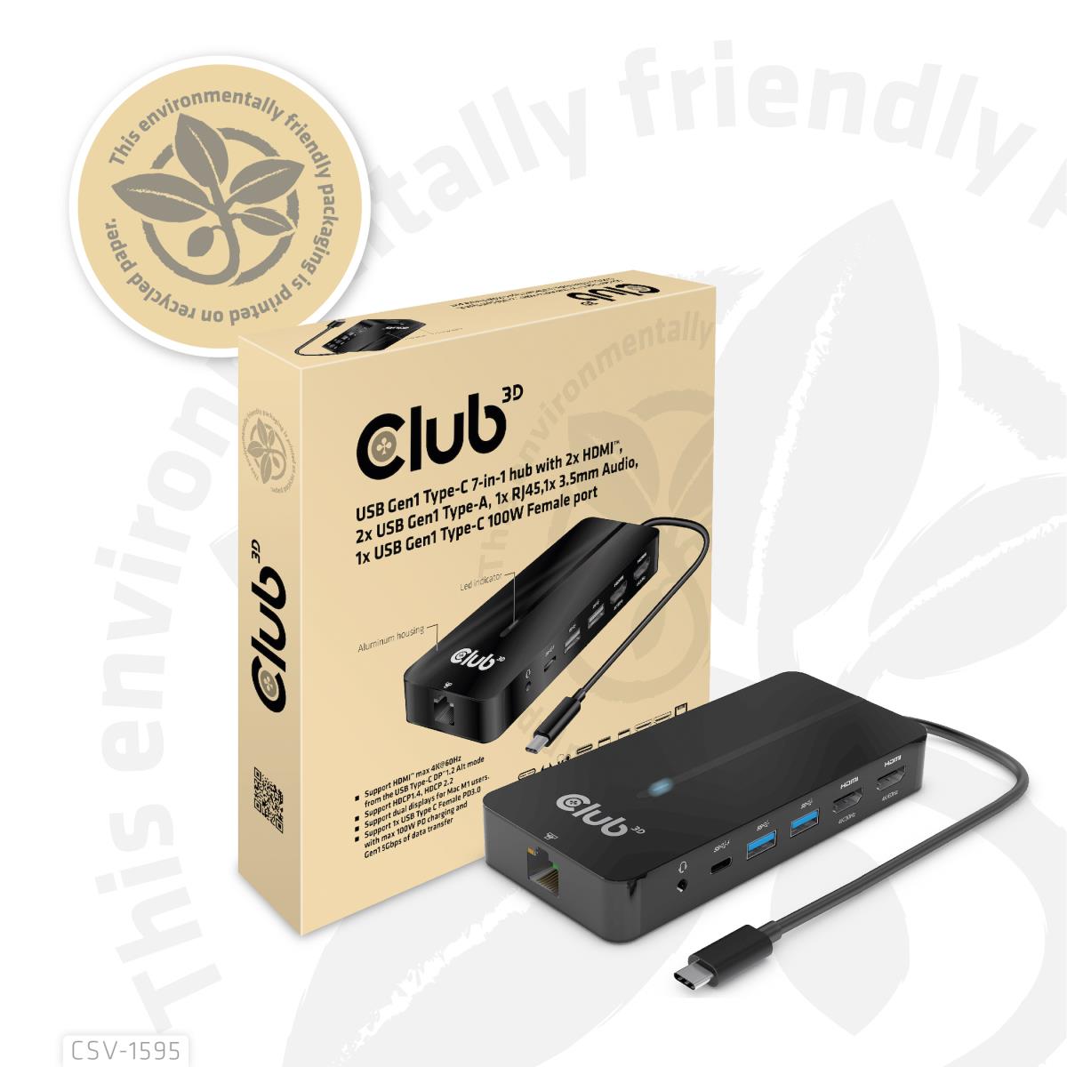 EU Product - Usb Gen 1 Typ-C 7in1 Hub 2x Hdmi Gen1 Typ-A 1x RJ45 100 thumbnail