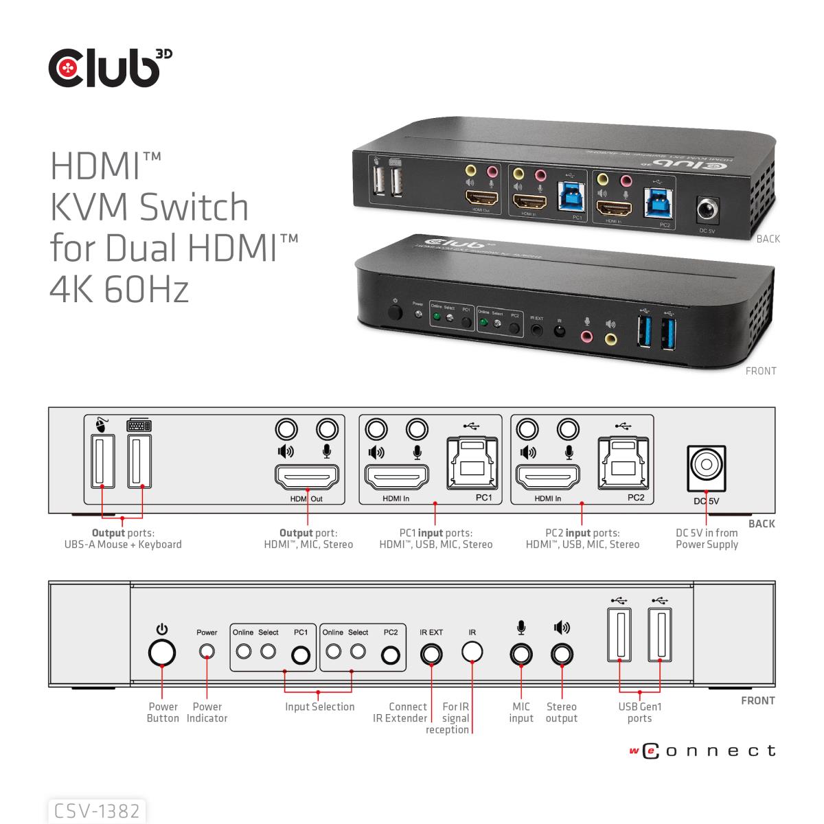 EU Product - Hdmi Kvm Switch 4K60Hz - Kvm Switch - 2-port thumbnail