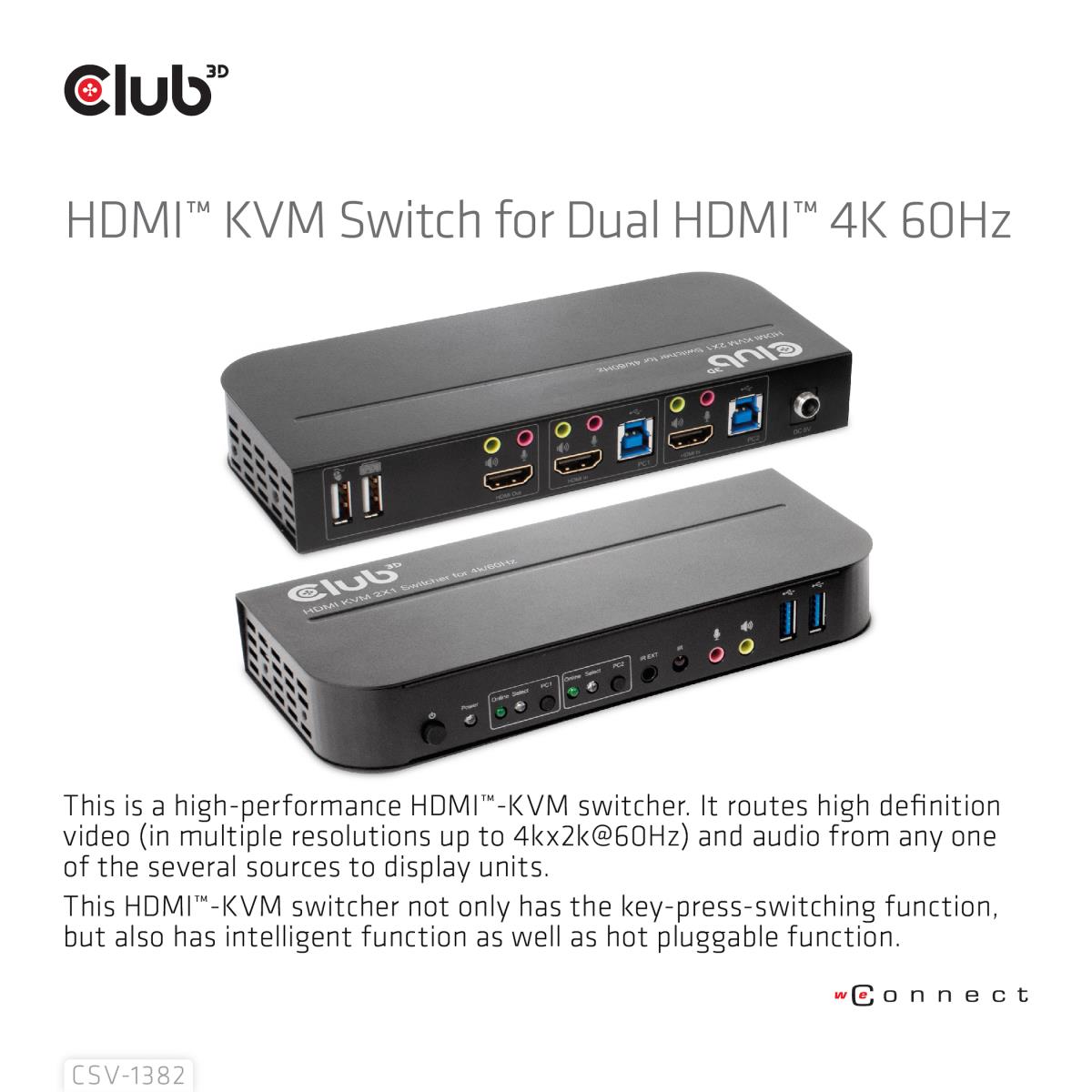 EU Product - Hdmi Kvm Switch 4K60Hz - Kvm Switch - 2-port thumbnail