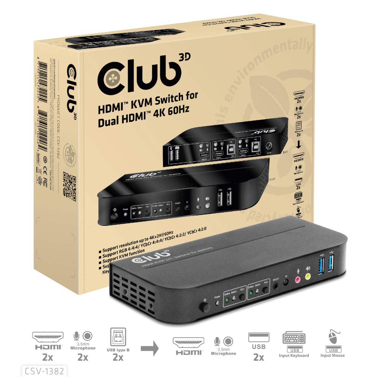 EU Product - Hdmi Kvm Switch 4K60Hz - Kvm Switch - 2-port thumbnail