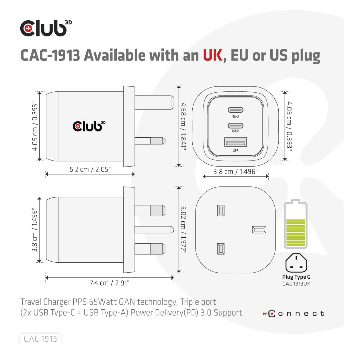 EU Product - Ladegert 2xUSB Typ C 1xUSB A PD 65W GaN retail thumbnail