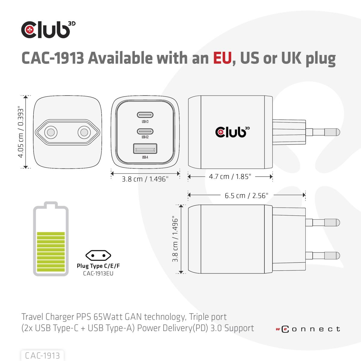 EU Product - Ladegert 2xUSB Typ C 1xUSB A PD 65W GaN retail thumbnail