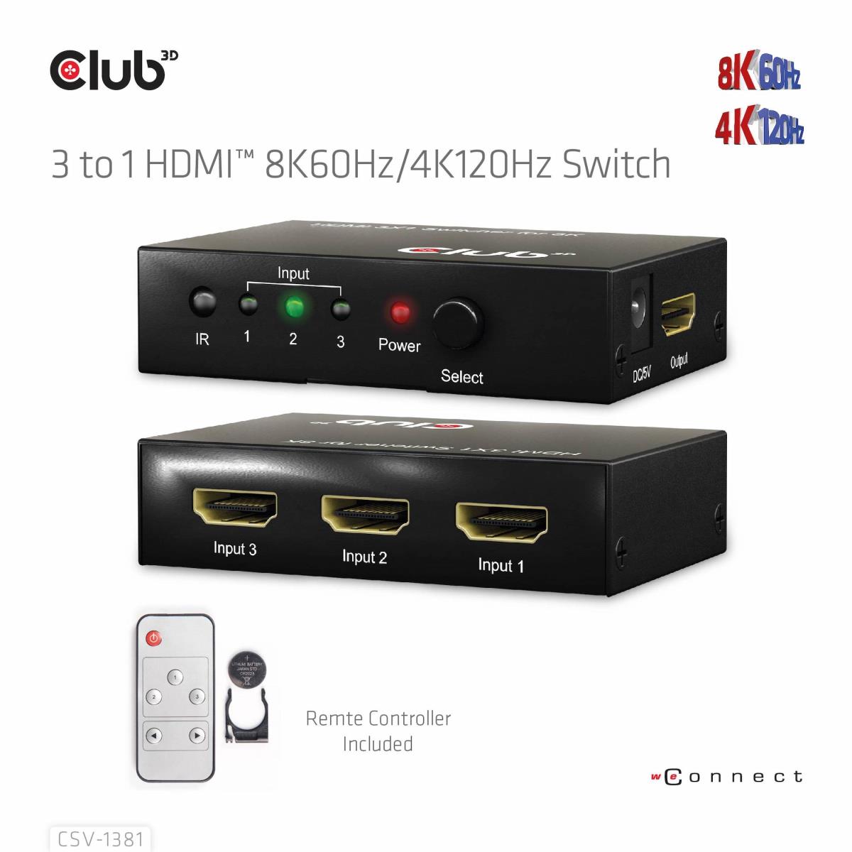 EU Product - 3 to 1 Hdmi 8K60Hz Switch - Digital/Display/Video - 2 m thumbnail