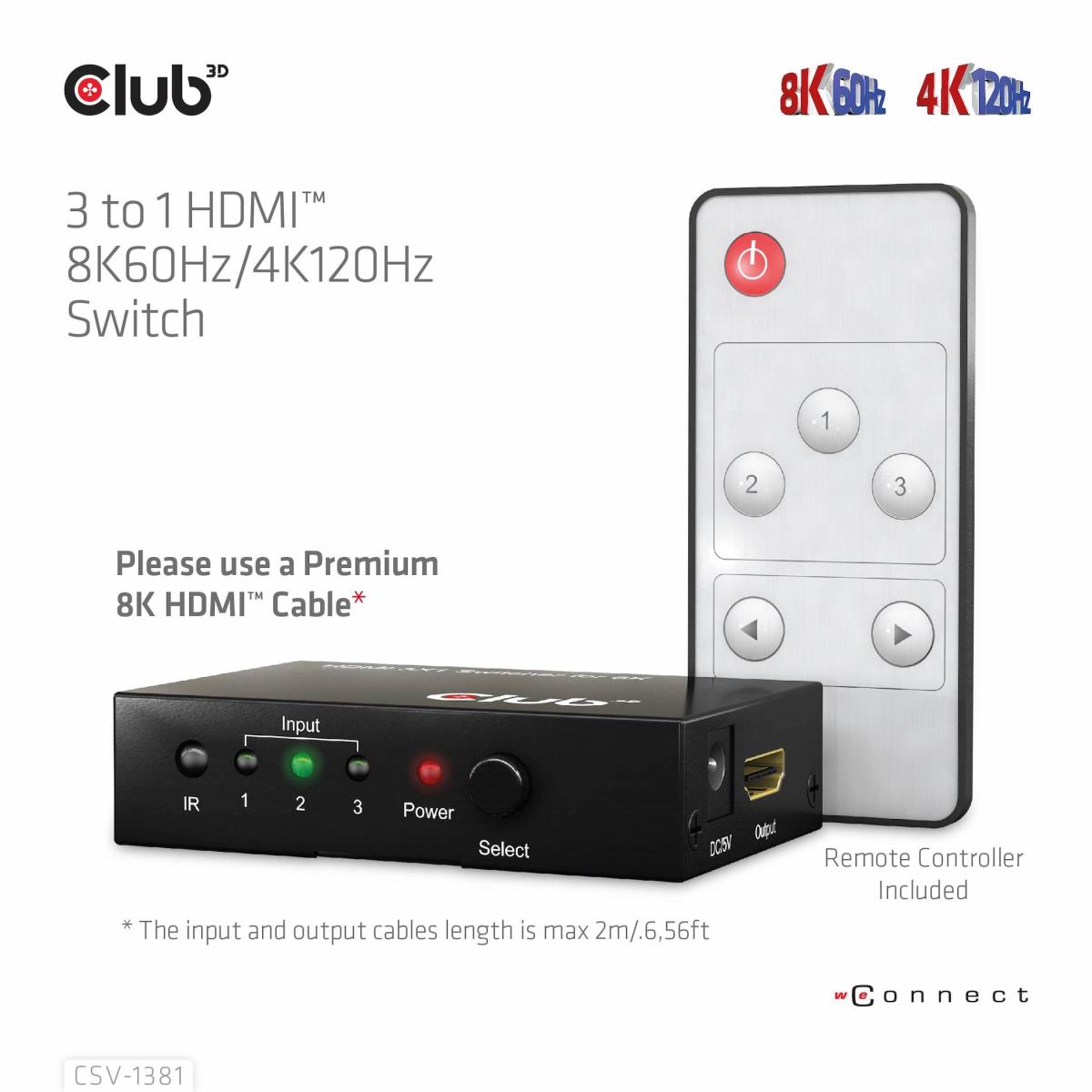 EU Product - 3 to 1 Hdmi 8K60Hz Switch - Digital/Display/Video - 2 m thumbnail