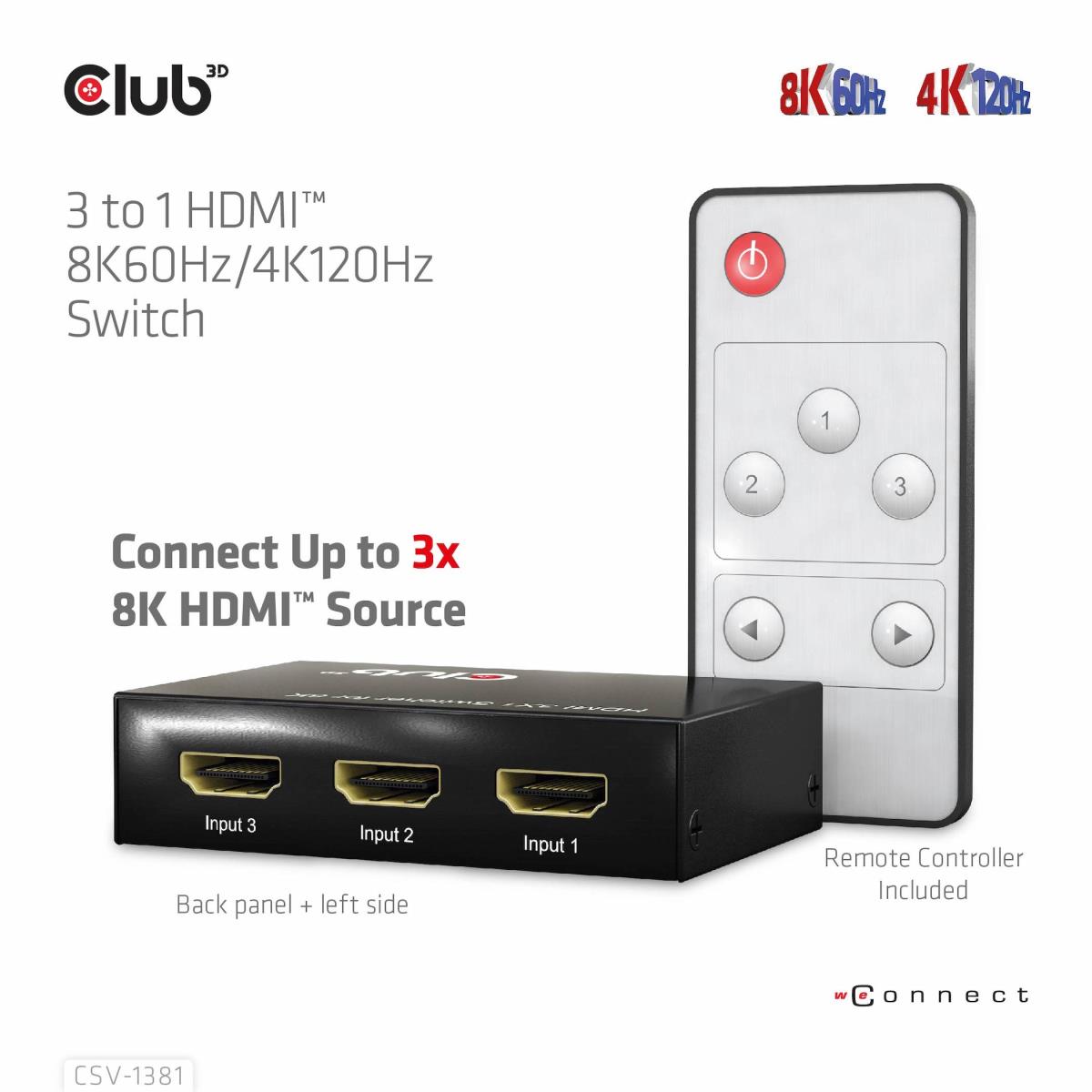 EU Product - 3 to 1 Hdmi 8K60Hz Switch - Digital/Display/Video - 2 m thumbnail