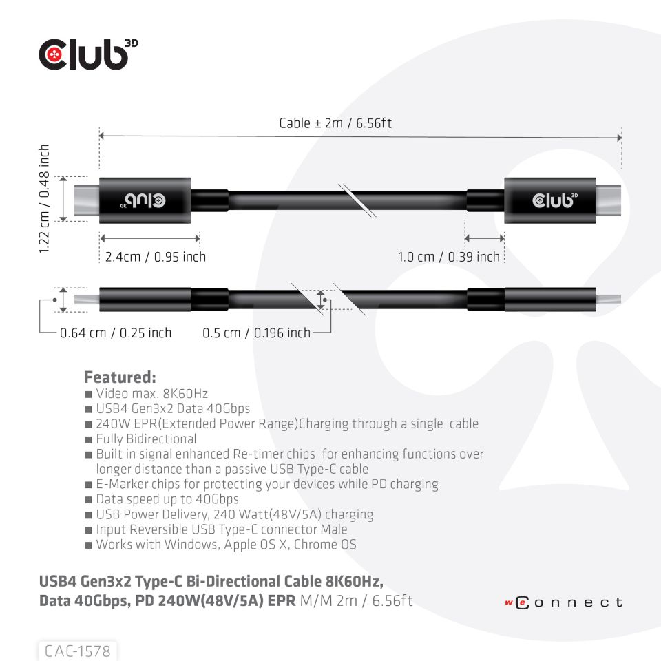 EU Product - Kabel USB 4 Typ C PD 240W 8K 40Gbps - Cable - Digital thumbnail