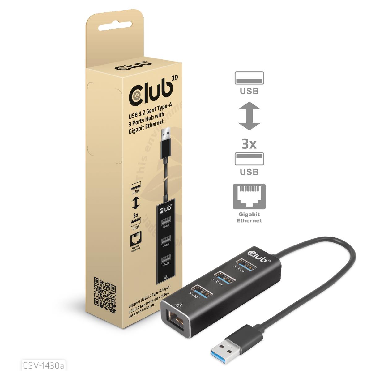 EU Product - Usb 3.2 Gen1 Typ-A Hub mit Gigabit Ethernet thumbnail