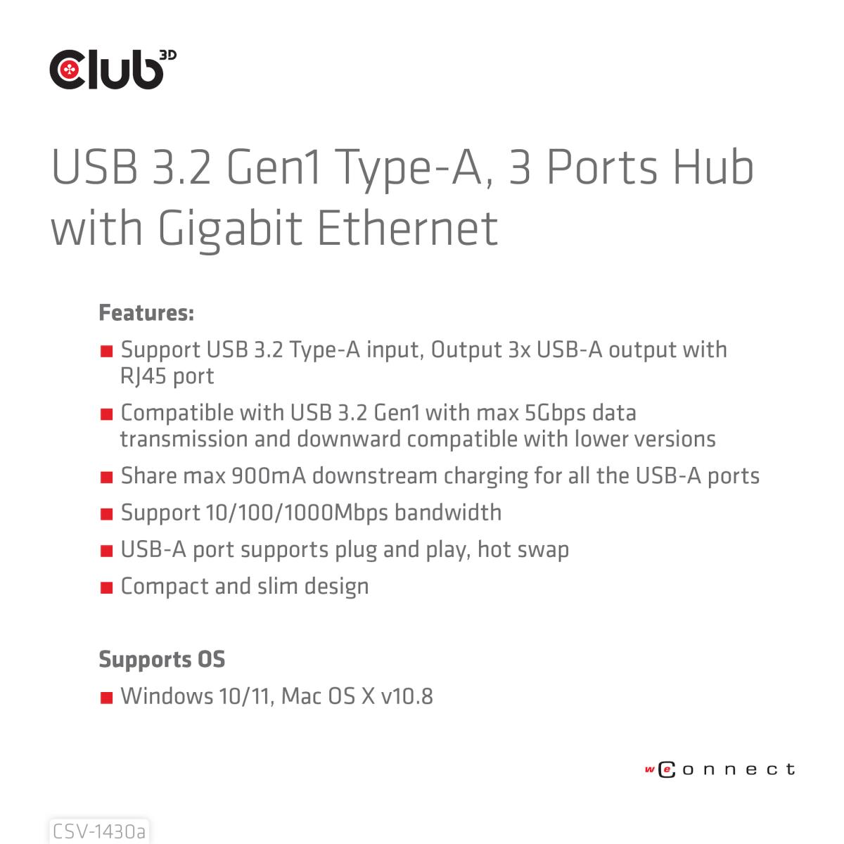 EU Product - Usb 3.2 Gen1 Typ-A Hub mit Gigabit Ethernet thumbnail