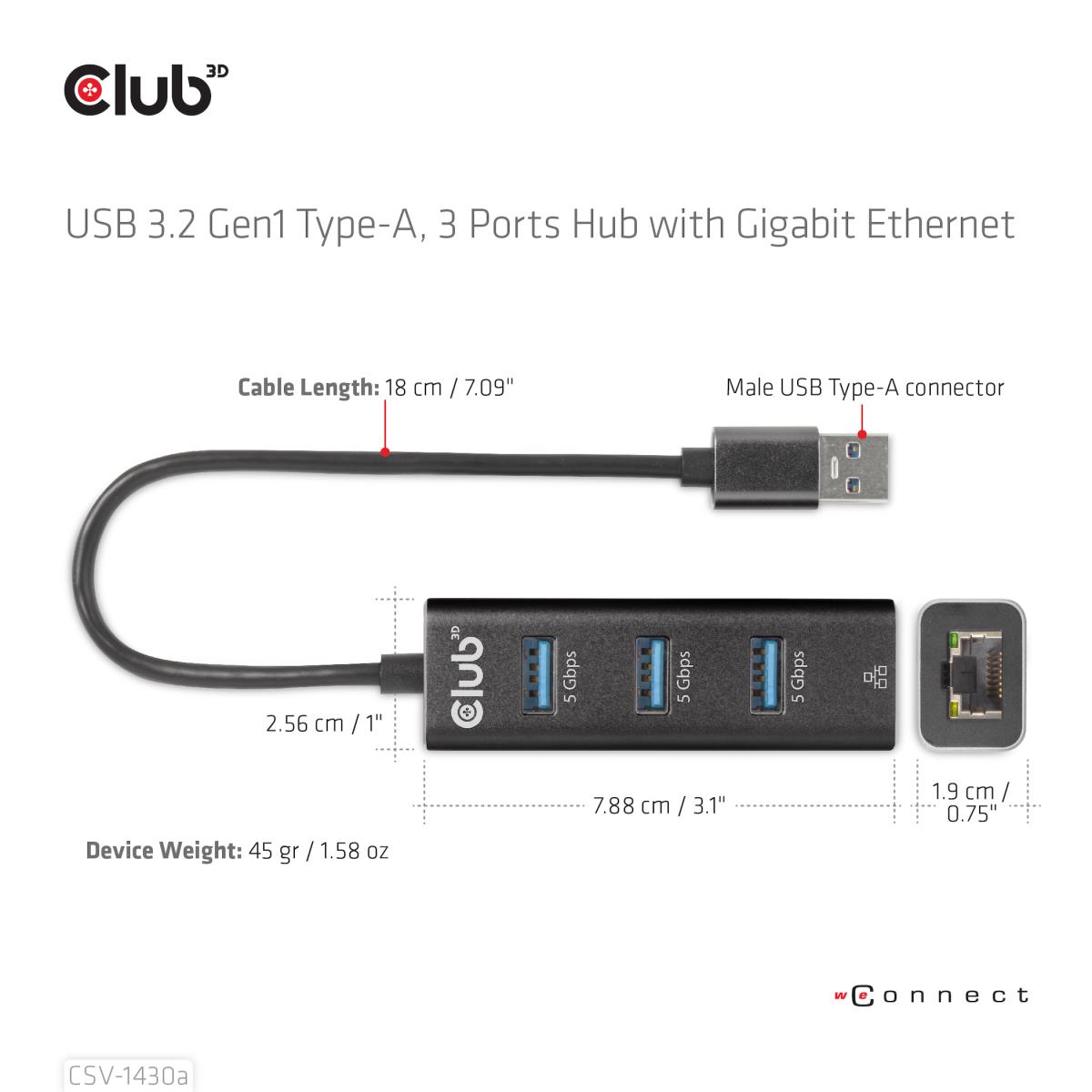 EU Product - Usb 3.2 Gen1 Typ-A Hub mit Gigabit Ethernet thumbnail