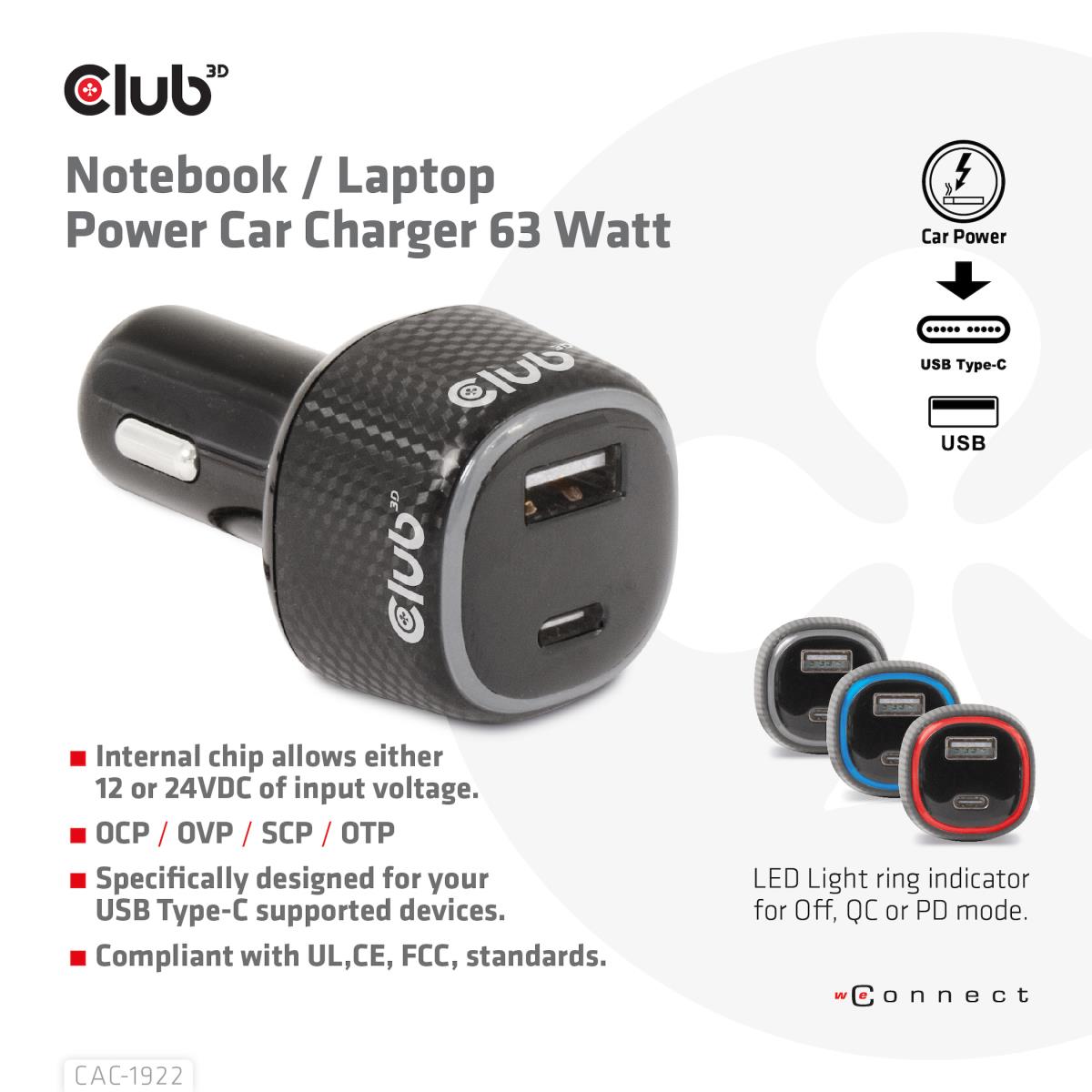 EU Product - USB KFZ-Ladegert 1xUSB C A 63W 12/24V retail - Cable - Digital thumbnail